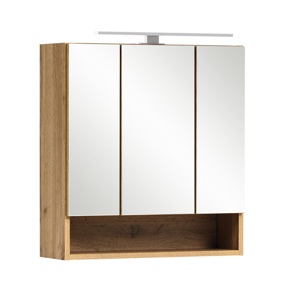 SPIEGELSCHRANK Kahla-03 - Braun, Holzwerkstoff (60/64/20cm) - Lomado