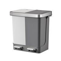 MÜLLEIMER Mit Soft Close Deckel 20 Liter 2 Kunststoff Innenbehälter Weiß&Grau - Grau, Metall (39.5/40.1/29.6cm) - PROREGAL