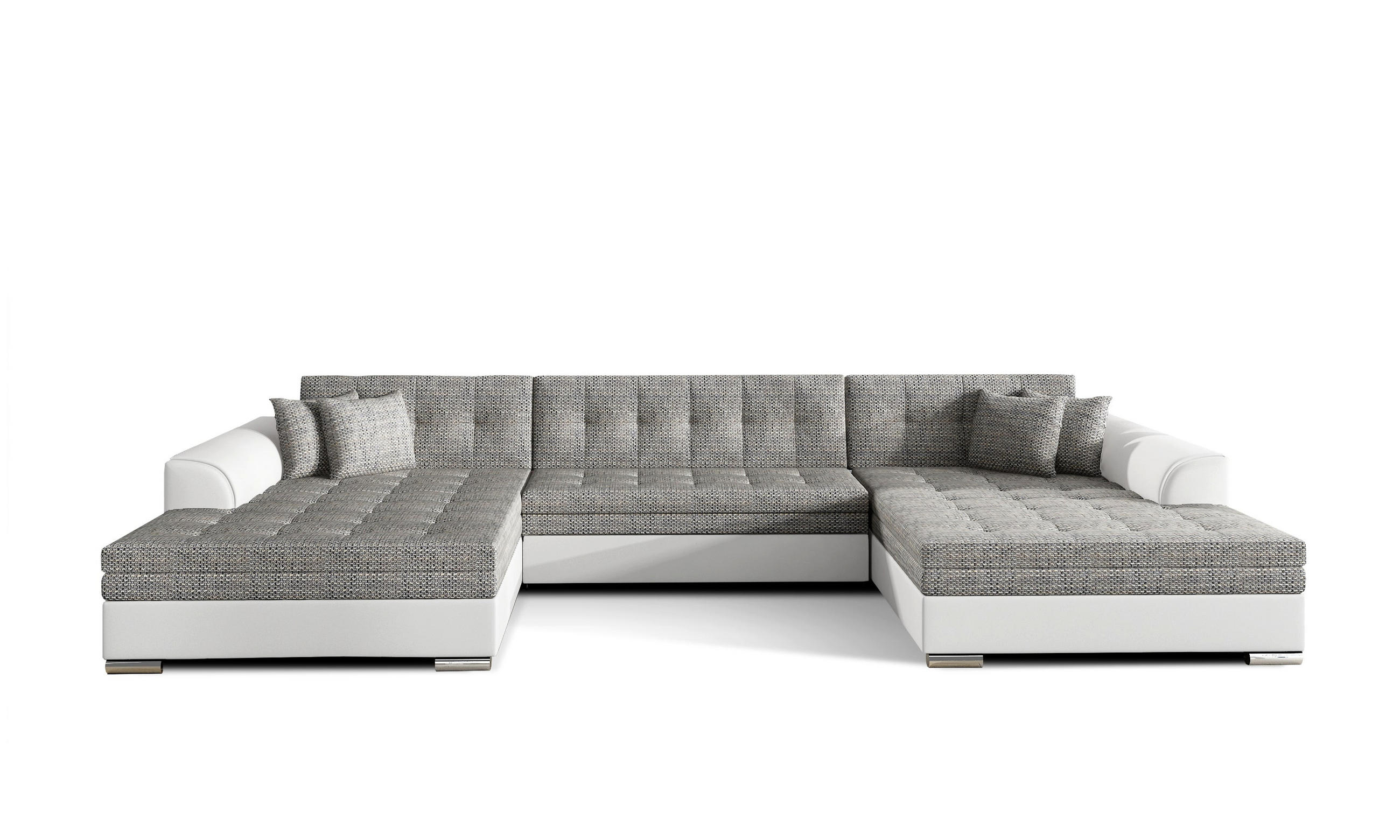 WOHNLANDSCHAFT VENTO U-Form – Großzügiges Ecksofa mit Schlaffunktion & Kissen 359 cm - Grau, Kunststoff (359/78/165cm) - Wohnideebilder