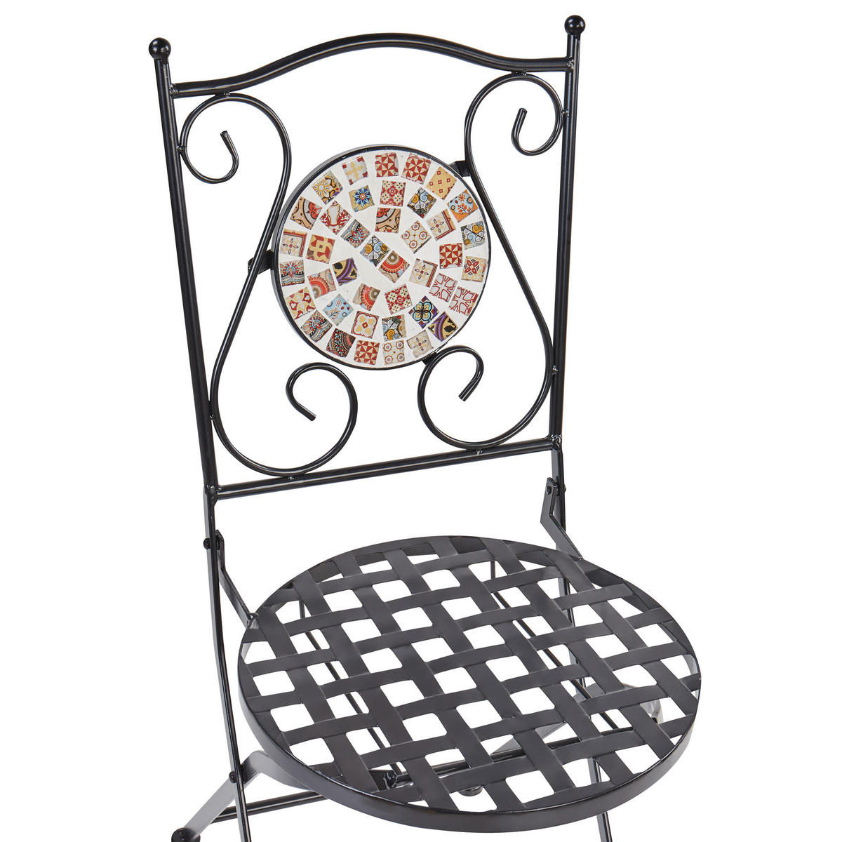 GARTENSTUHL 2er-Set Metall Schwarz Casario - Multicolor/Schwarz, Metall (40/90/44cm) - Beliani
