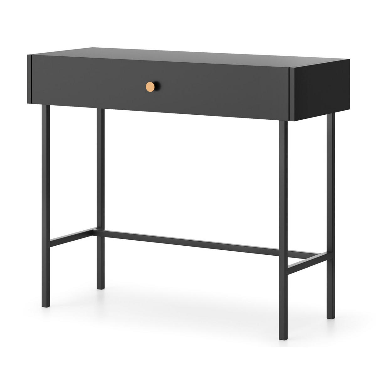 SCHMINKTISCH Divenos Schwarz 93 cm - Goldfarben/Schwarz, Holzwerkstoff/Metall (39/93.2/79cm) - Selsey