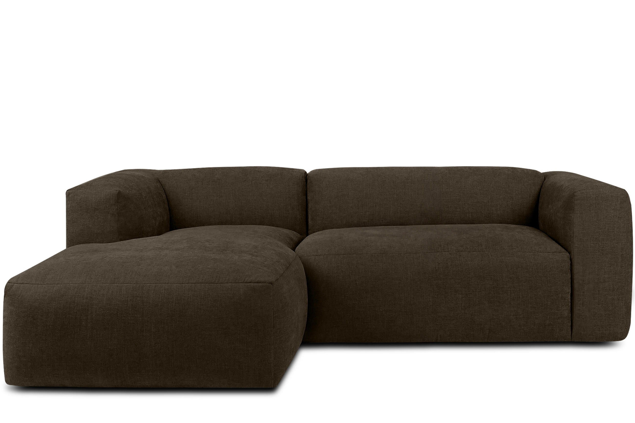 ECKMODULSOFA-LINKS BUFFO 3/4 Sitzer mit extrem weicher Sitzfläche, Gewebestoff, braun - Braun, Textil (237/180cm) - KONSIMO®