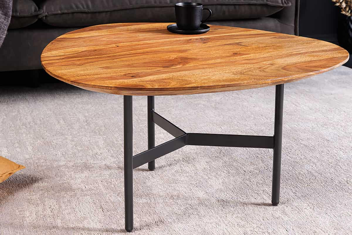 COUCHTISCH BEAUTY BY NATURE Sheesham quadratisch Natur 60cm - Schwarz/Braun, Holz/Metall (60/60/42cm) - riess-ambiente