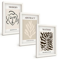 BILDER SET 3er Set - 20x30 cm Weißer Rahmen - Gesicht Blätter Kunst Matisse - Weiß, Kunststoff (20/30cm) - TULUP