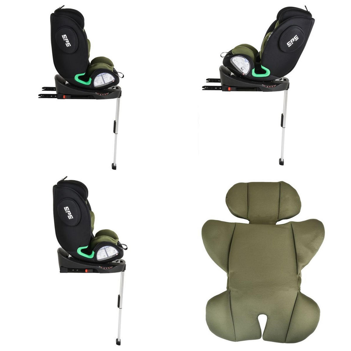 KINDERSITZ Legend i-Size grün (40-150cm) Isofix 360 Grad-Drehung Stützbein SPS - Grün, Kunststoff (46/60/50cm) - Moni