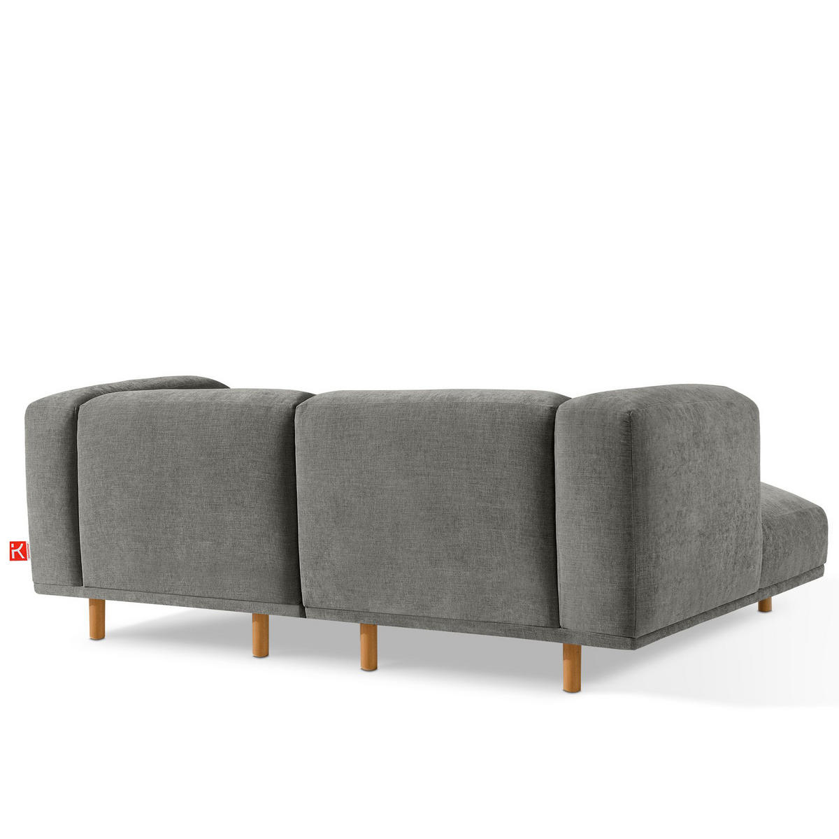 ECKSOFA-LINKS FOSERO, Chenille-Stoff - Buchefarben/Grau, Holz/Holzwerkstoff (204/155cm) - KONSIMO®