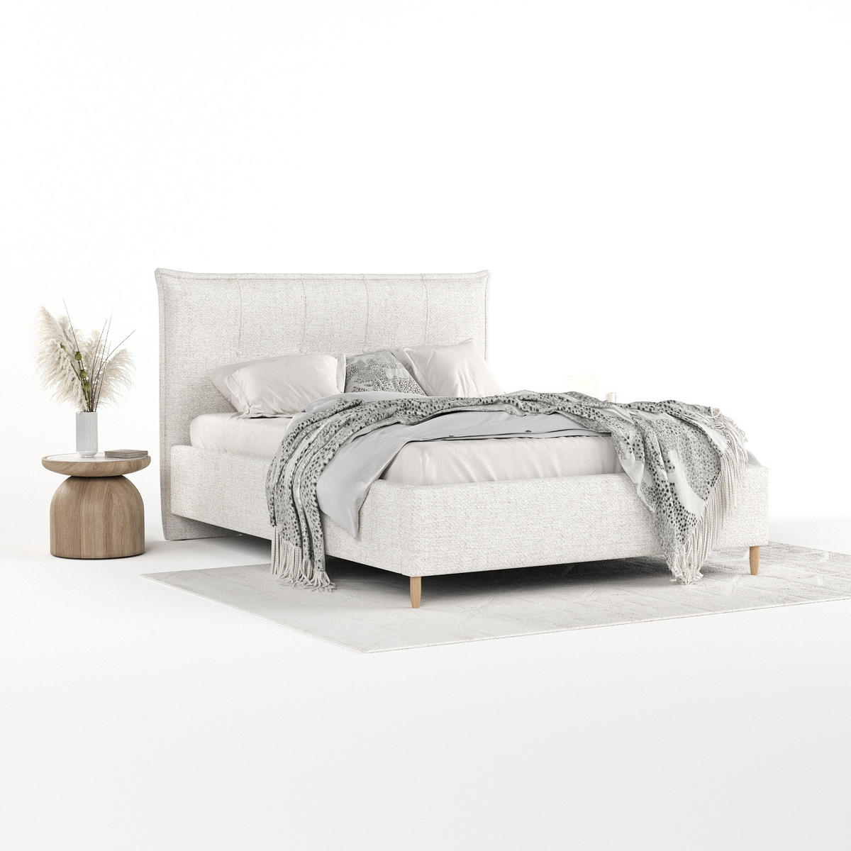 POLSTERBETT Plaza 180/200 cm Creme im Neve Stoff - Creme/Naturfarben, Holz/Holzwerkstoff (180/200cm) - AltaBeds