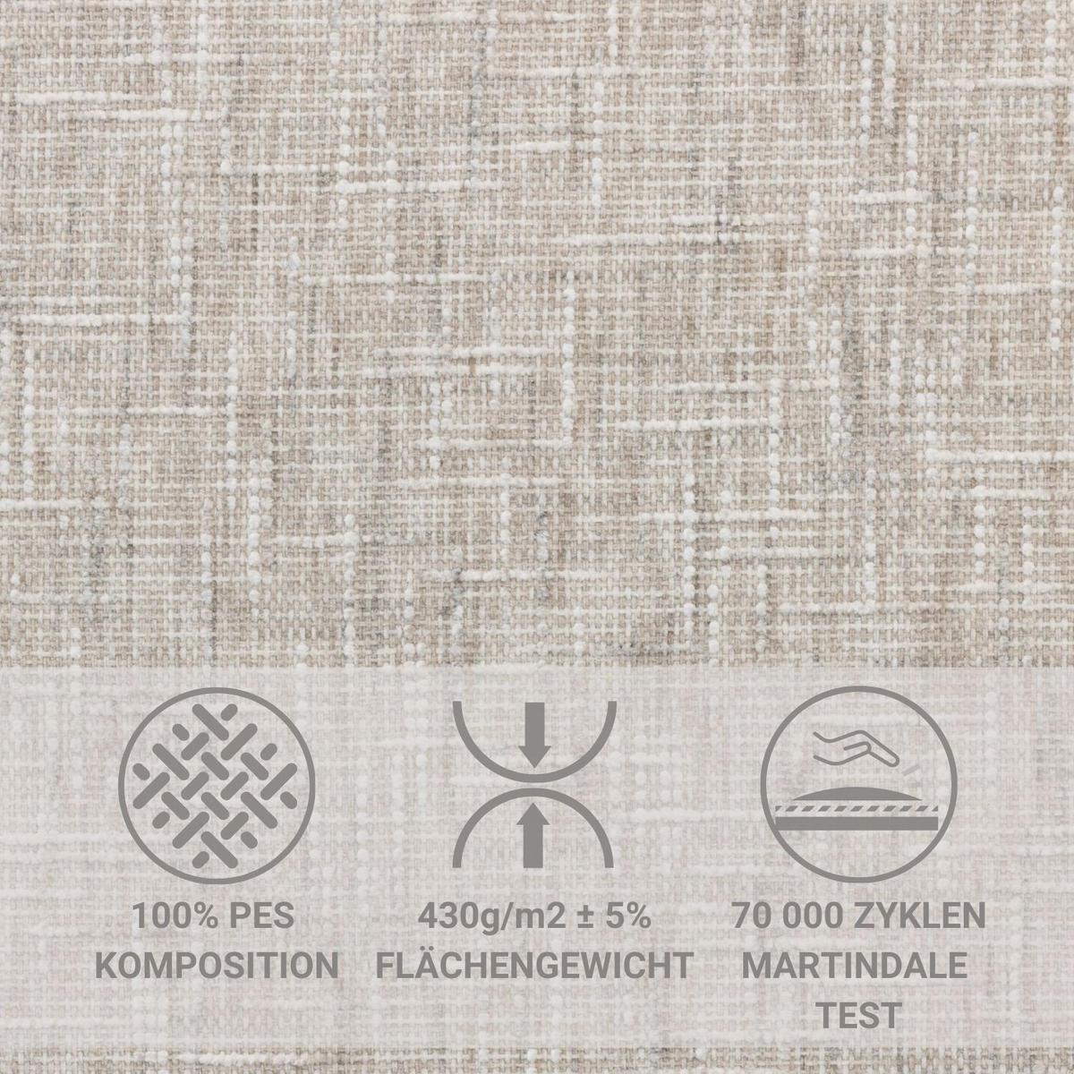 POLSTERBETT Nuno Creme 140/200 cm im Chenille-Stoff - Creme/Naturfarben, Holz/Holzwerkstoff (140/200cm) - Maison de Reve
