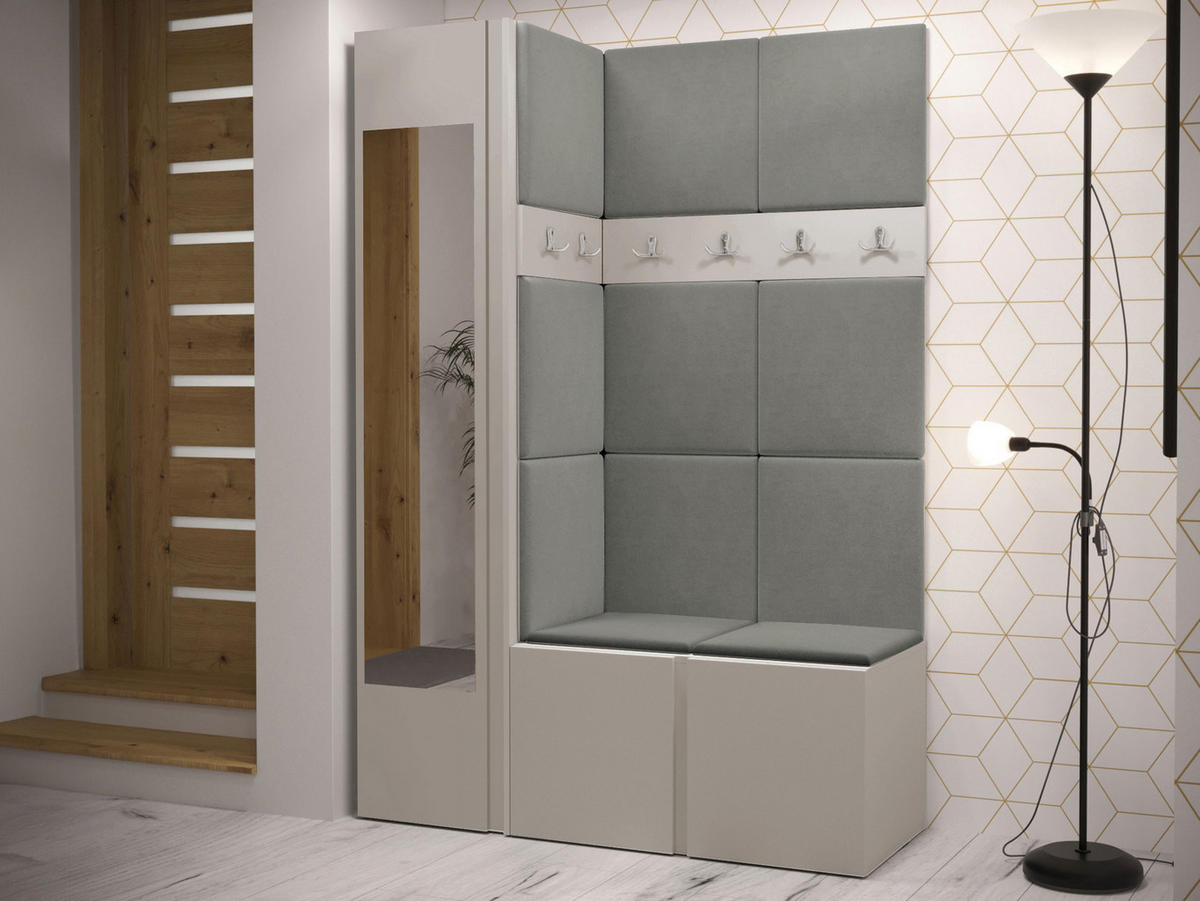 GARDEROBEN-SET Orion X - Kaschmir/Grau, Holzwerkstoff/Kunststoff (124/186/46cm) - MIRJAN24