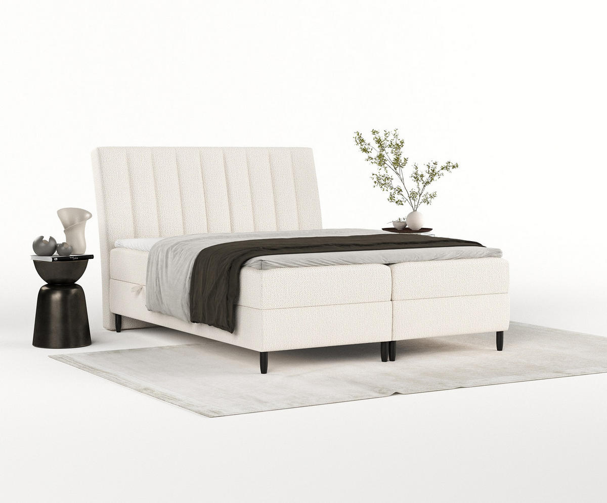 BOXBETT Merton Creme 180/200 cm - Creme/Schwarz, Holz/Holzwerkstoff (180/200cm) - Maison de Reve