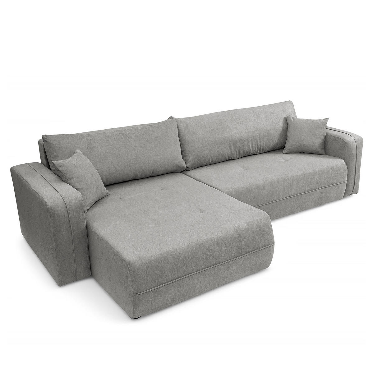 ECKSOFA mit Schlaffunktion - 272 cm - Schwarz/Grau, Kunststoff/Textil (272/145cm) - home24