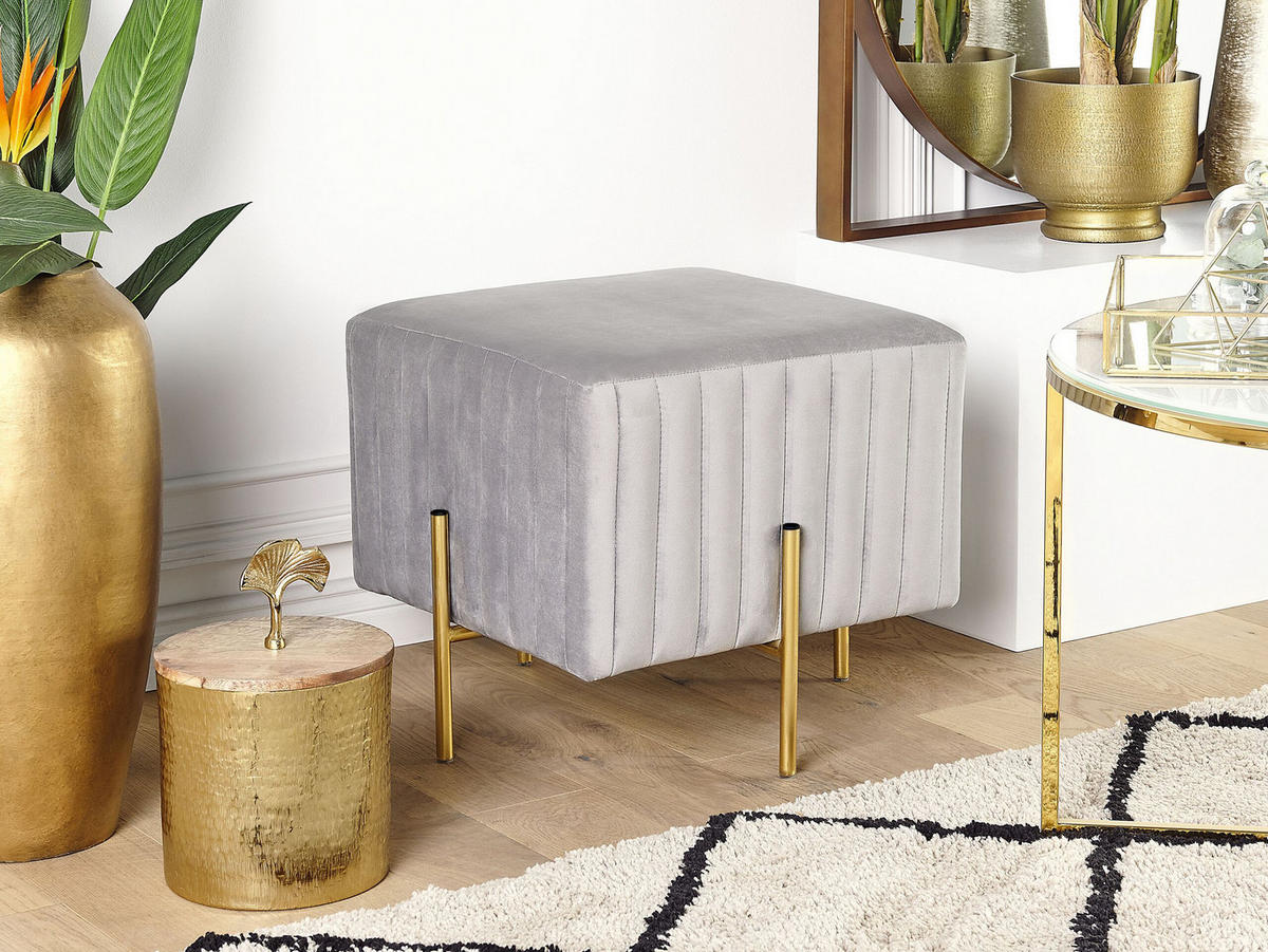 HOCKER Dayton 48/48/41 cm - Grau, Textil (48/41/48cm) - Beliani