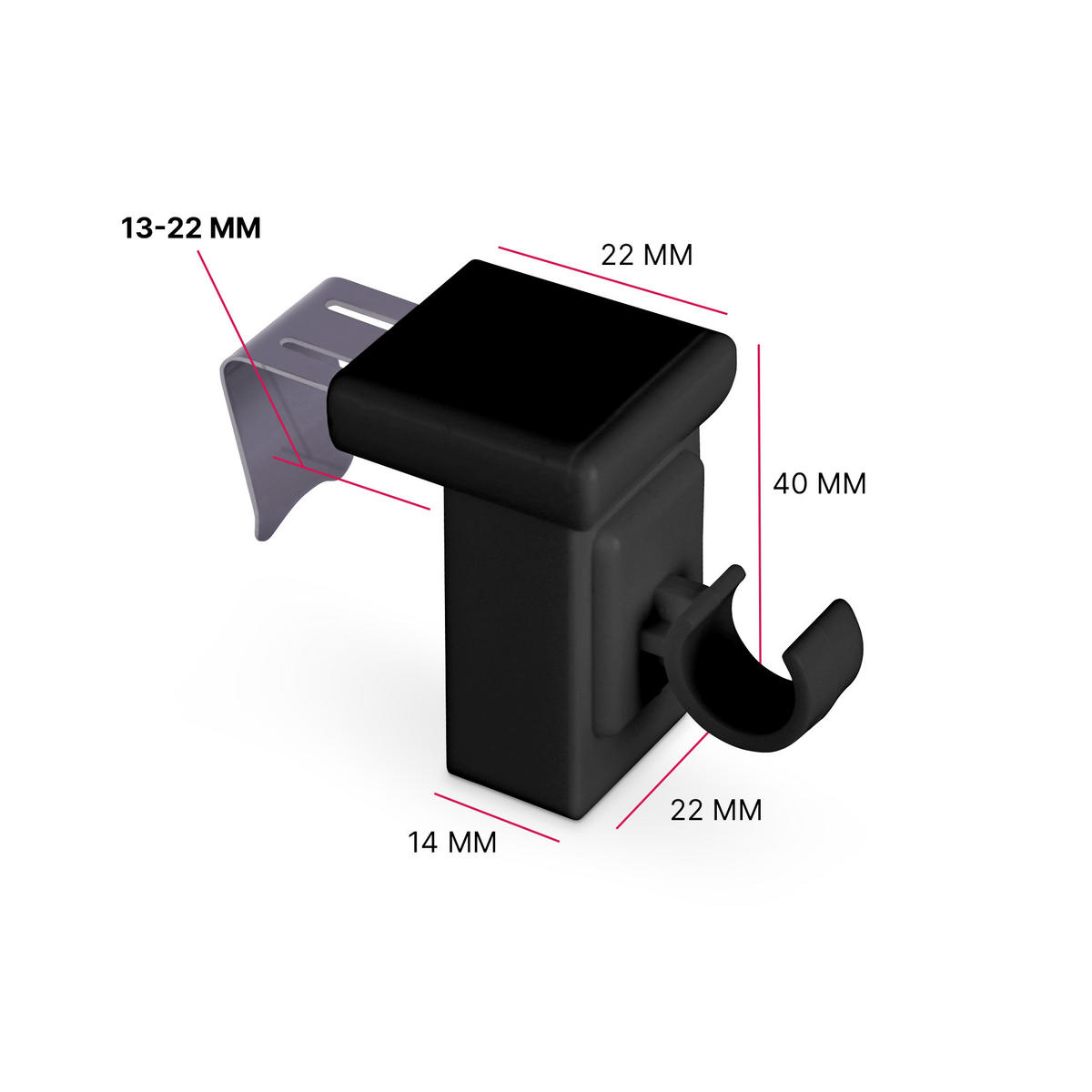 KLEMMTRÄGER für Cafehausstangen 2er Pack - Schwarz, Kunststoff (2/4/4cm) - Bestlivings