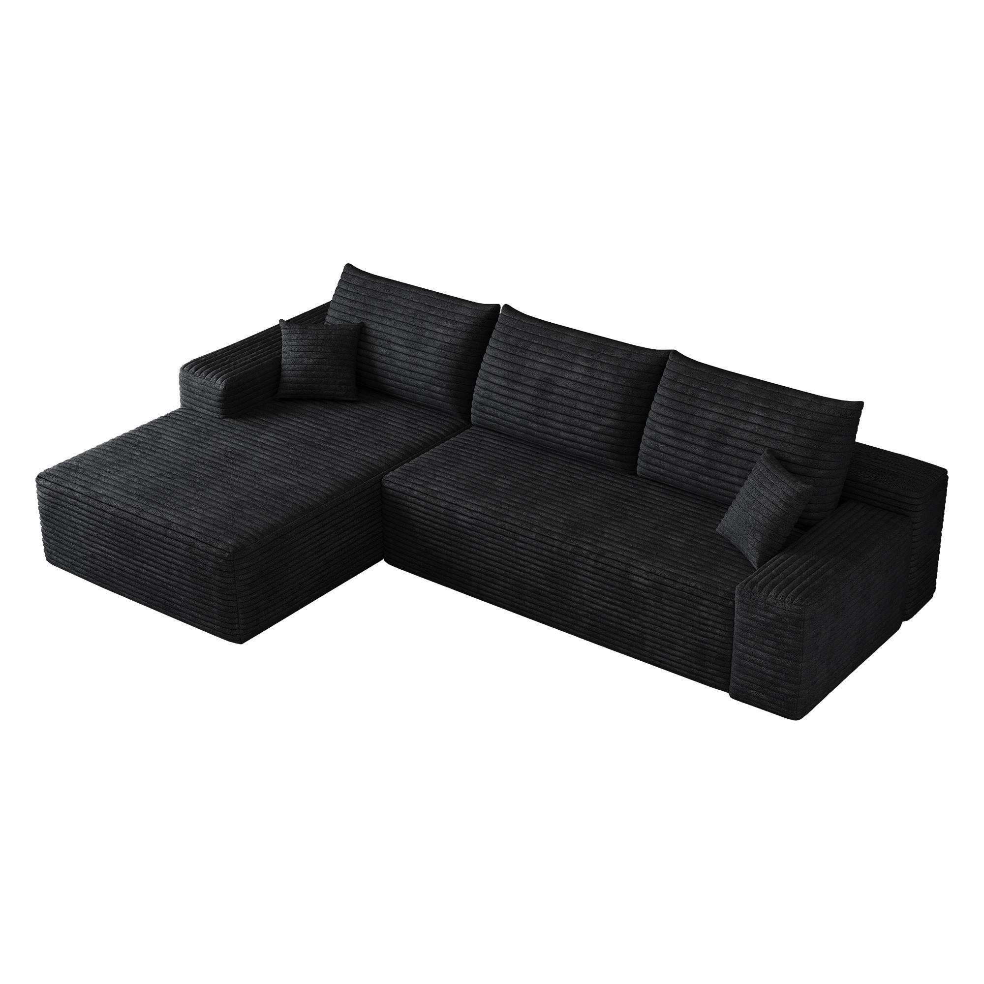 ECKSOFA DE-34857 2-Sitzer Chaiselongue links Schwarz - Schwarz, Textil (175/270cm) - ComfortXL