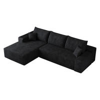 ECKSOFA DE-34857 2-Sitzer Chaiselongue links Schwarz - Schwarz, Textil (175/270cm) - ComfortXL