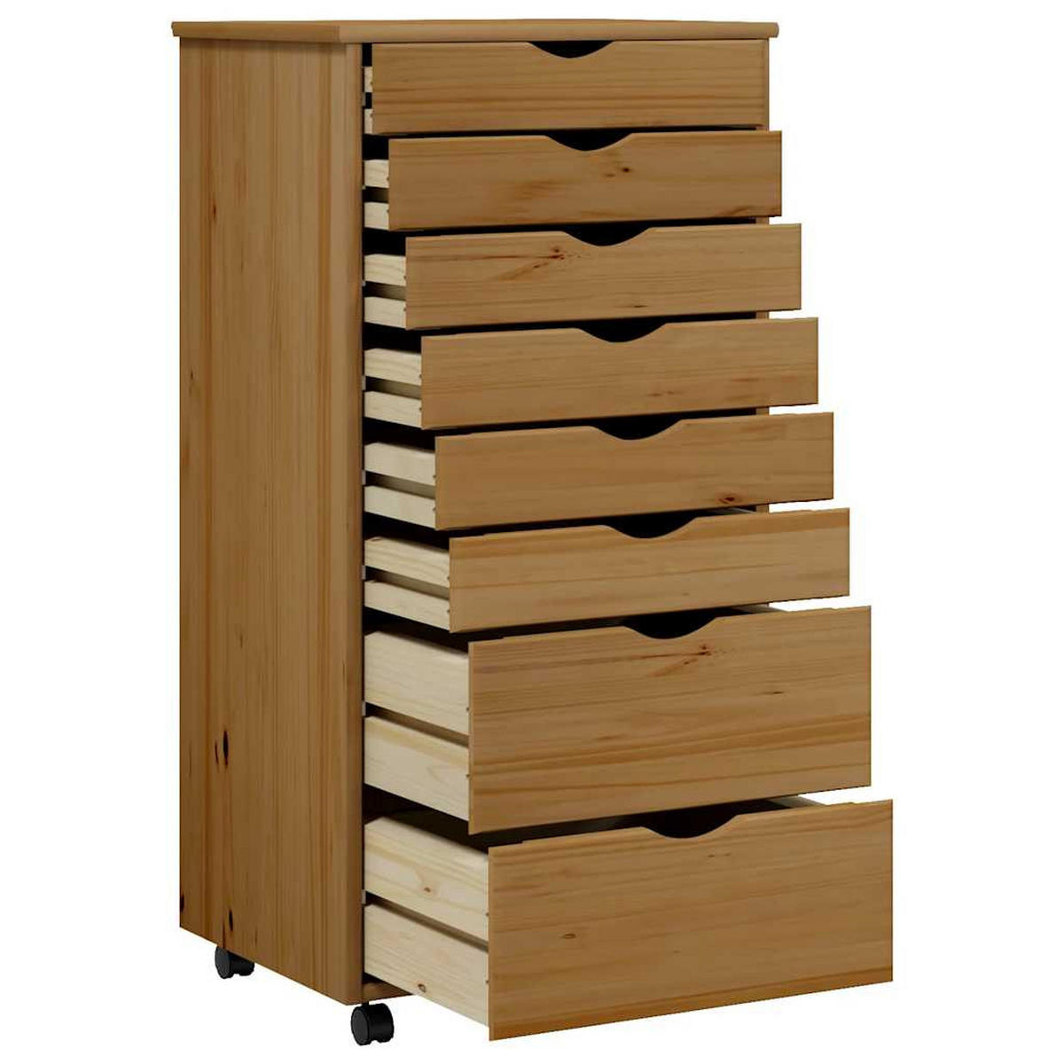 ROLLSCHRANK MIT SCHUBLADEN MOSS HONIGBRAUN MASSIVHOLZ KIEFER - Braun, Holz (39/103/53cm) - vidaXL