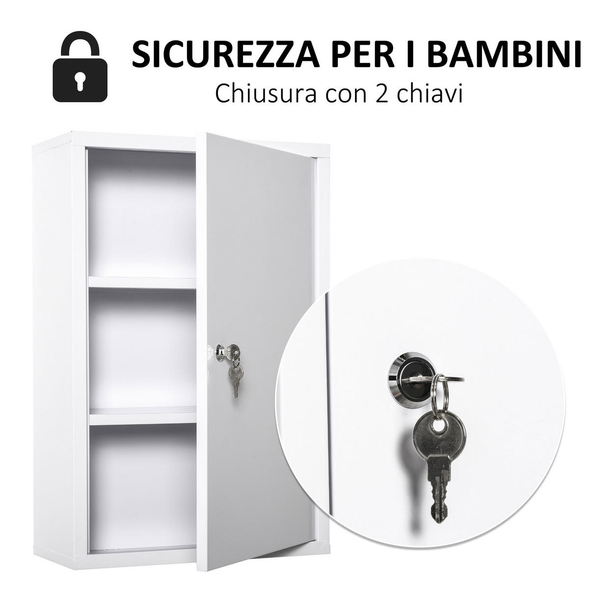 MEDIZINSCHRANK Weiß 1 Stück - Weiß, Naturmaterialien (40/60/18cm) - GiPP