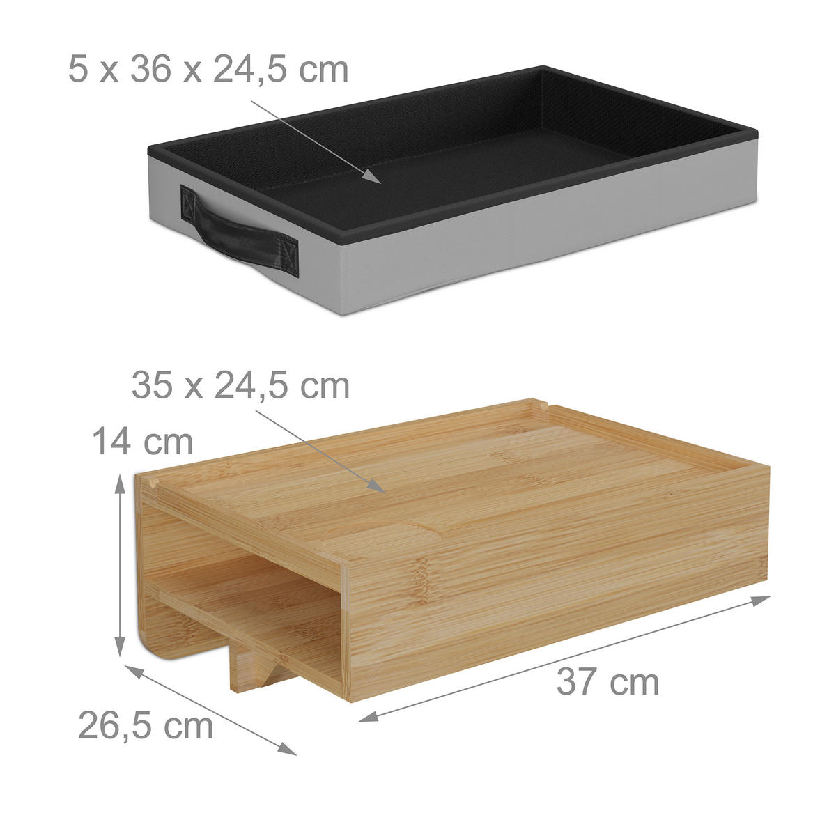 NACHTTISCH - Hellbraun, Holz/Textil (37/14/26.5cm) - Relaxdays