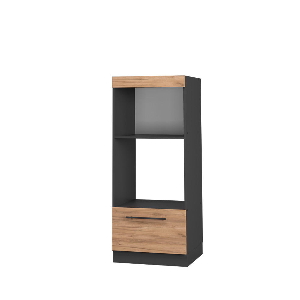 MIKROWELLENSCHRANK Fame-Line Goldkraft Eiche 60 cm offen - Anthrazit/Eiche Wotan, Holzwerkstoff (60/153.6/58.1cm) - Vicco