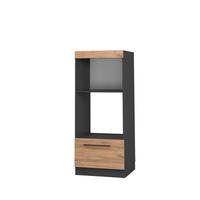 MIKROWELLENSCHRANK Fame-Line Goldkraft Eiche 60 cm offen - Anthrazit/Eiche Wotan, Holzwerkstoff (60/153.6/58.1cm) - Vicco