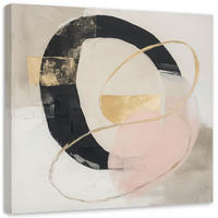 LEINWANDBILD Abstrakte Kreise mit goldenen Farbspritzern 50x50cm - Beige, Textil (50/50cm) - Feeby