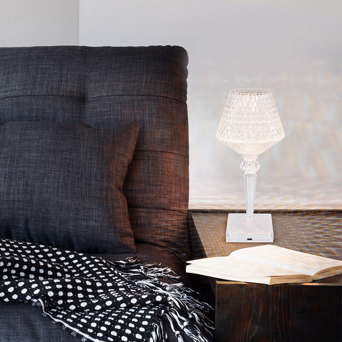 LED TISCHLEUCHTE Kunststoff Kristalloptik Klar - Klar, Kunststoff (12/12/26cm) - Globo Lighting