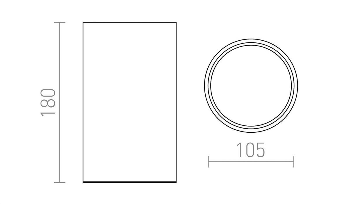 DECKENLEUCHTE MEA zylindrische gebürstetes Aluminium 15 W - Silberfarben, Metall (105/105/18cm) - Rendl