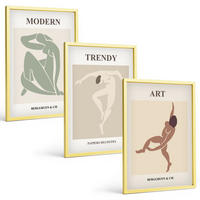 BILDER SET 3er Set - 40x60 cm Goldrahmen - Stilvolle Charaktere im Minimalismus - Goldfarben, Kunststoff (40/60cm) - TULUP
