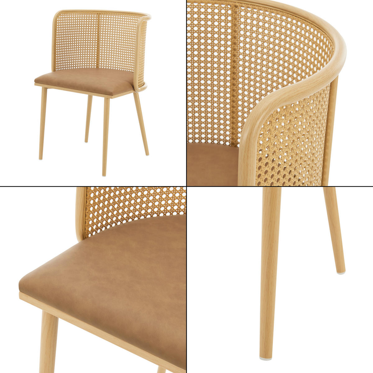 ESSZIMMERSTUHL-SET 2 TLG. Flen - Braun, Kunststoff/Textil (52/75/49cm) - [en.casa]