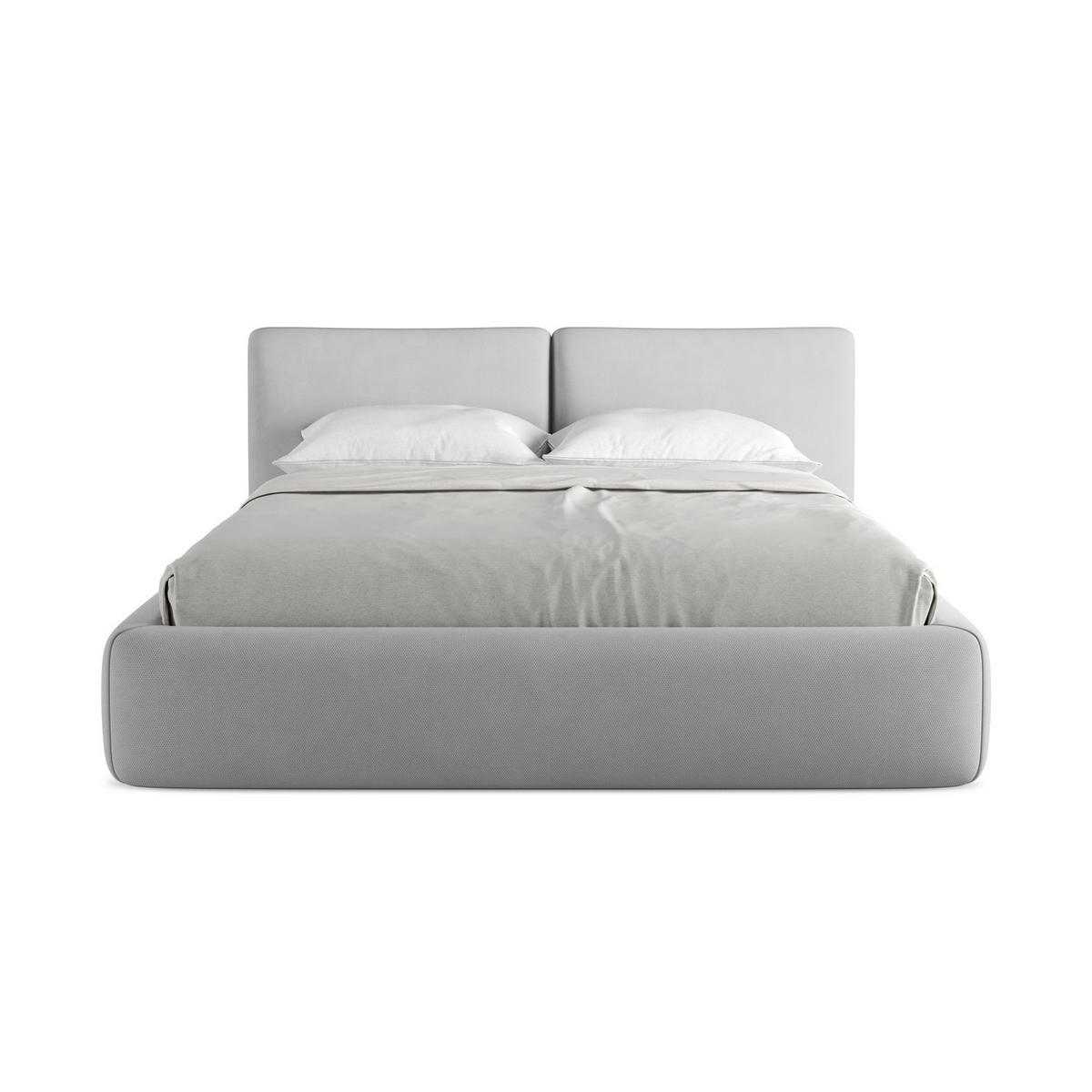 POLSTERBETT mit Bettkasten und Lattenrost 180x228 Grau - Hellgrau/Schwarz, Kunststoff/Textil (160/200cm) - LaMiaSofa