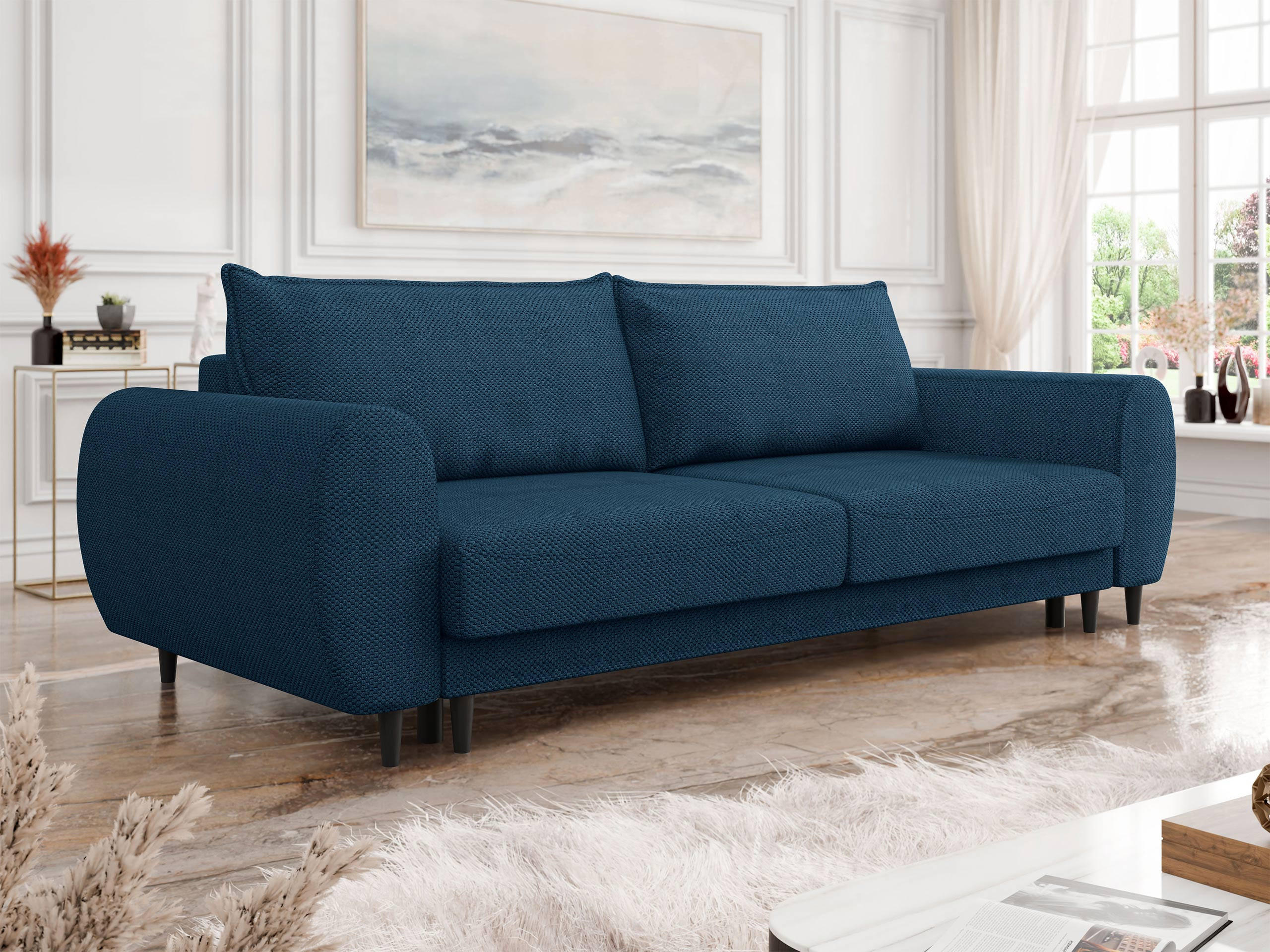 SCHLAFSOFA Sonia - Schwarz/Dunkelblau, Holz/Textil (251/76/95cm) - MIRJAN24