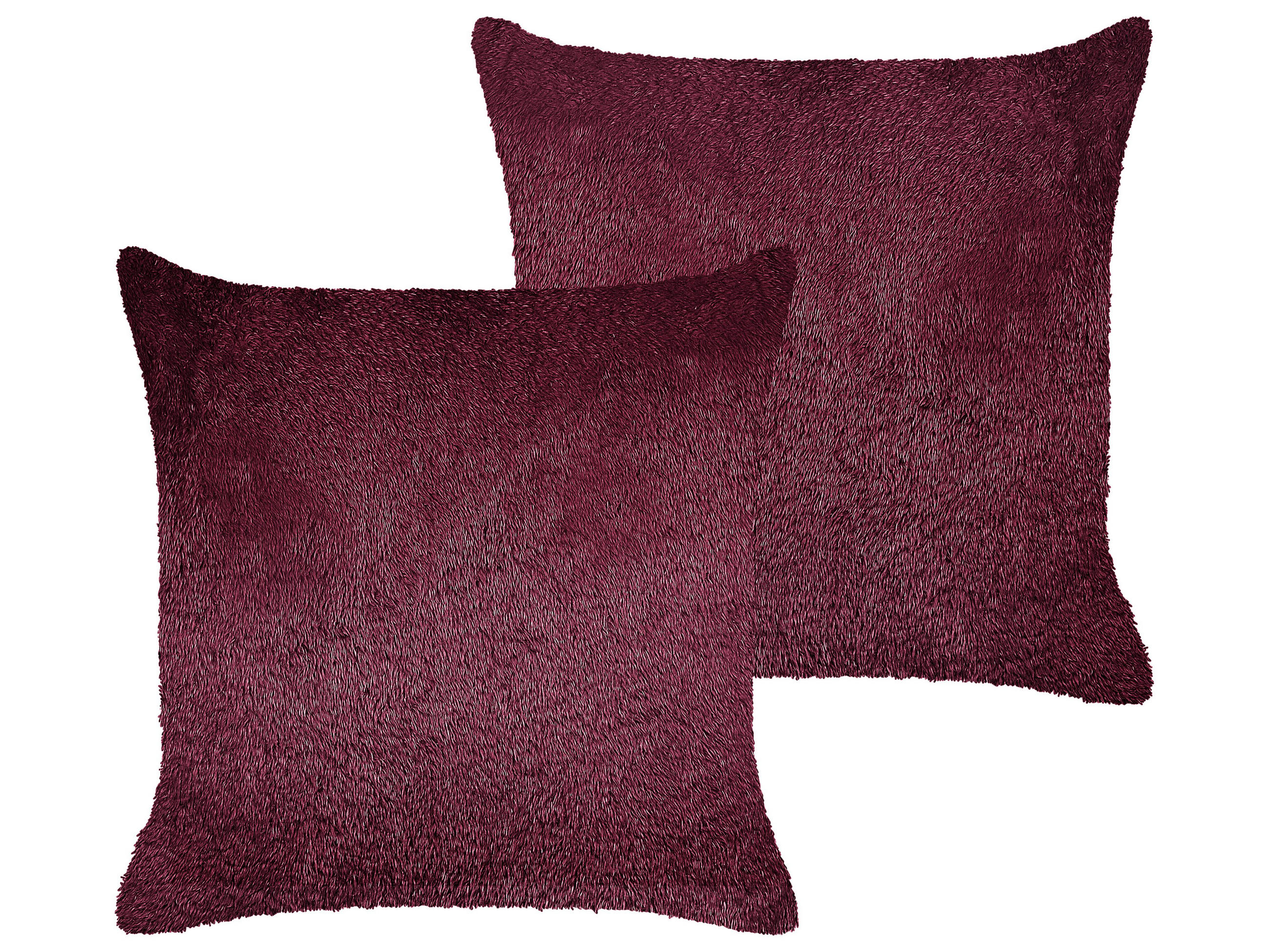DEKOKISSEN 2er-Set Burgunderrot 45/45 cm Pilea - Weinrot, Textil (45/45cm) - Beliani