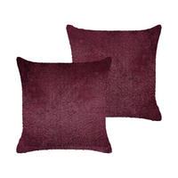 DEKOKISSEN 2er-Set Burgunderrot 45/45 cm Pilea - Weinrot, Textil (45/45cm) - Beliani