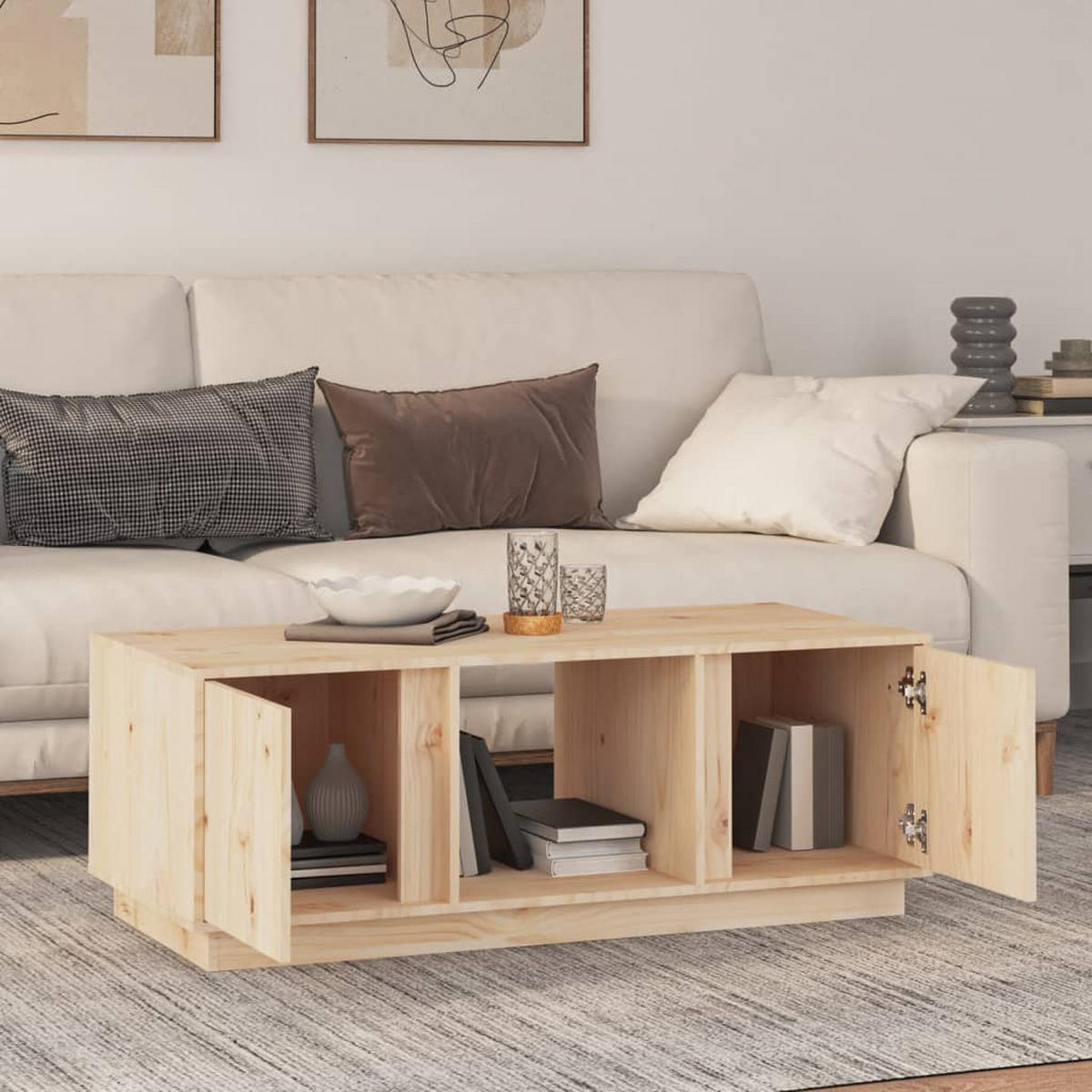 COUCHTISCH 110x50x40 cm Massivholz Kiefer - Braun, Holz (50/110/40cm) - furnicato