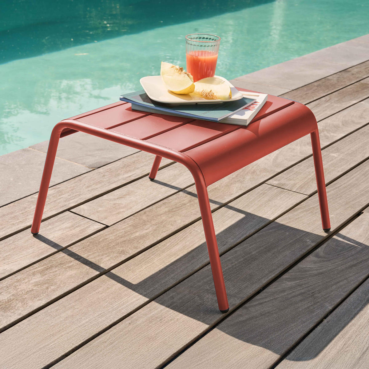 GARTENHOCKER, Lehm - Pink, Metall (44/30/40cm) - Oviala