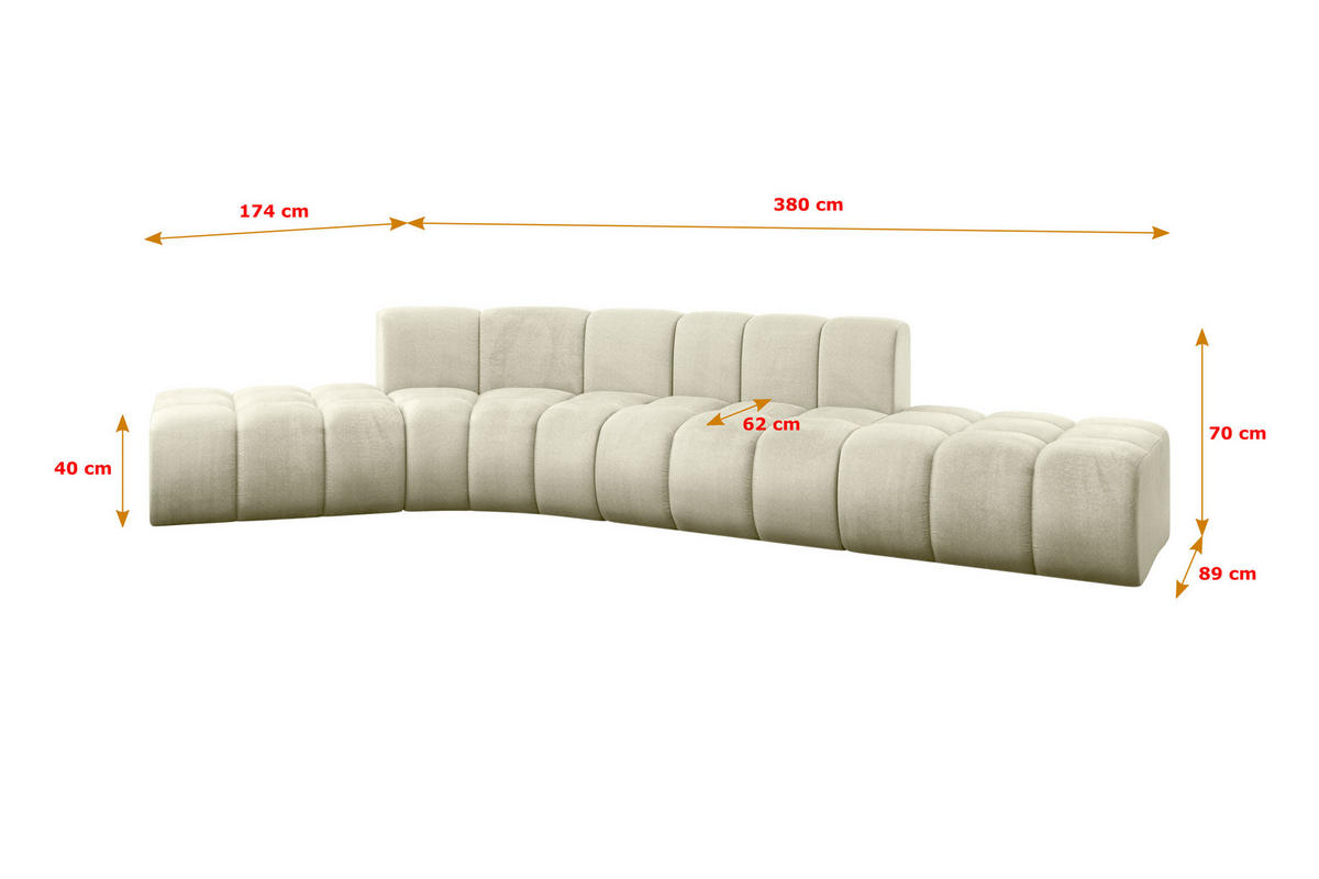 ECKSOFA modulares Sofa Solven-L1 - 380x174x70 cm Beige - Beige, Holzwerkstoff/Textil (380/174cm) - ALTDECOR