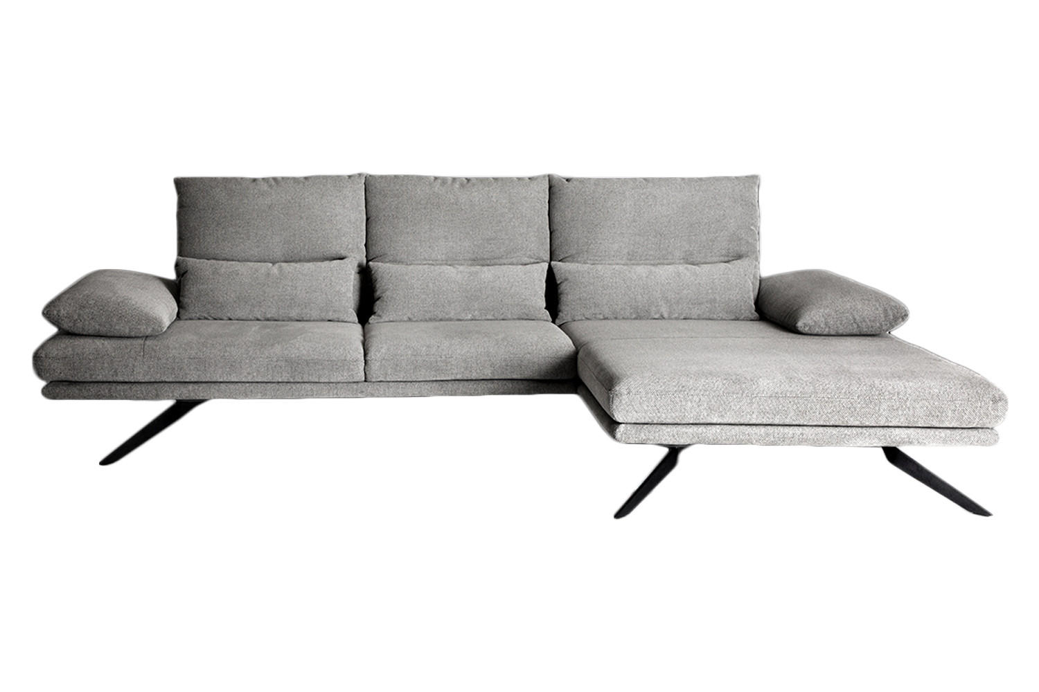 ECKSOFA FENICE Hellgrau Webstoff - Hellgrau/Schwarz, Textil (297/168cm) - KAWOLA