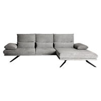 ECKSOFA FENICE Hellgrau Webstoff - Hellgrau/Schwarz, Textil (297/168cm) - KAWOLA