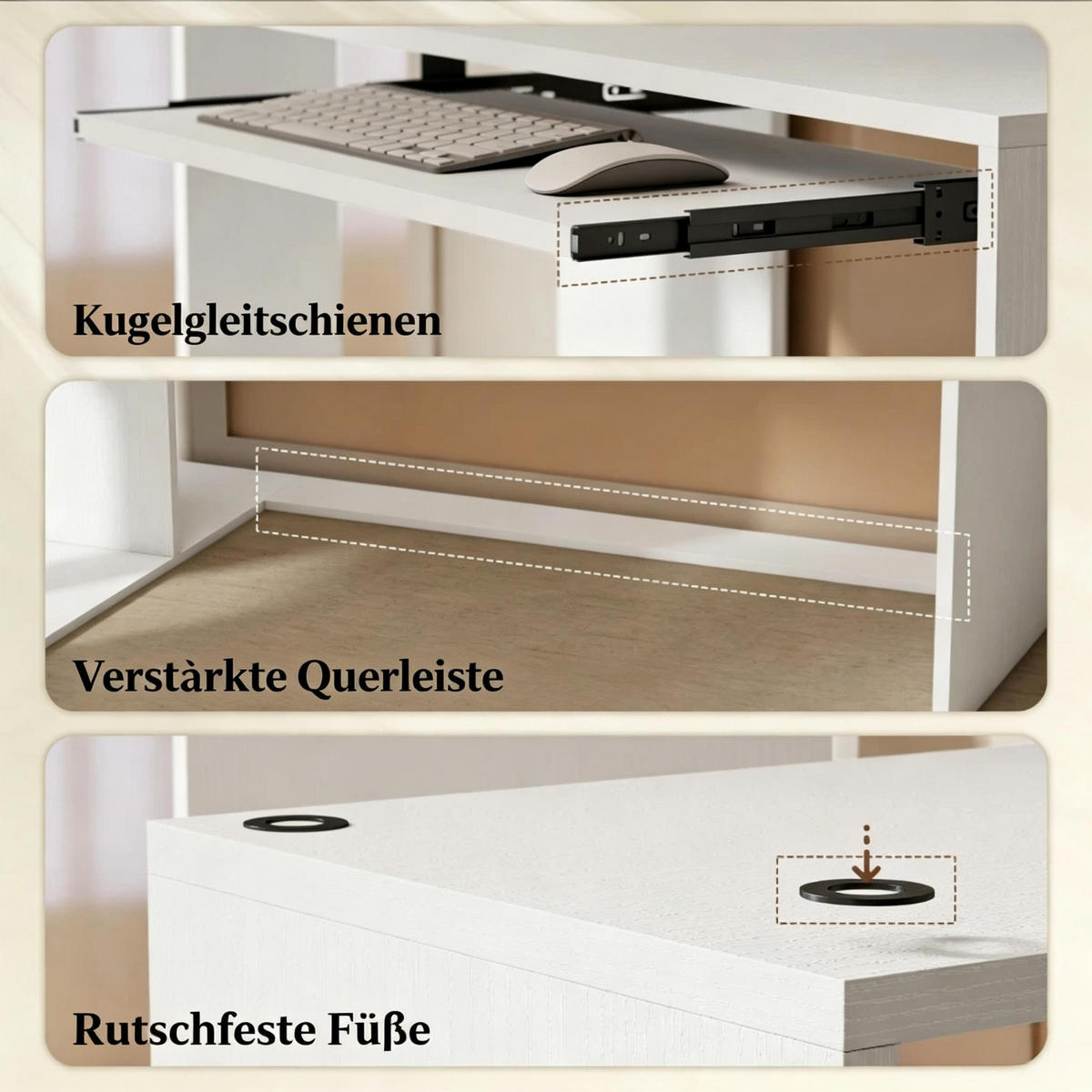 ECKSCHREIBTISCH L-Form mit Aufbewahrungsregalen 120x100cm - Weiß, Holzwerkstoff (100/120/76cm) - Gisaae