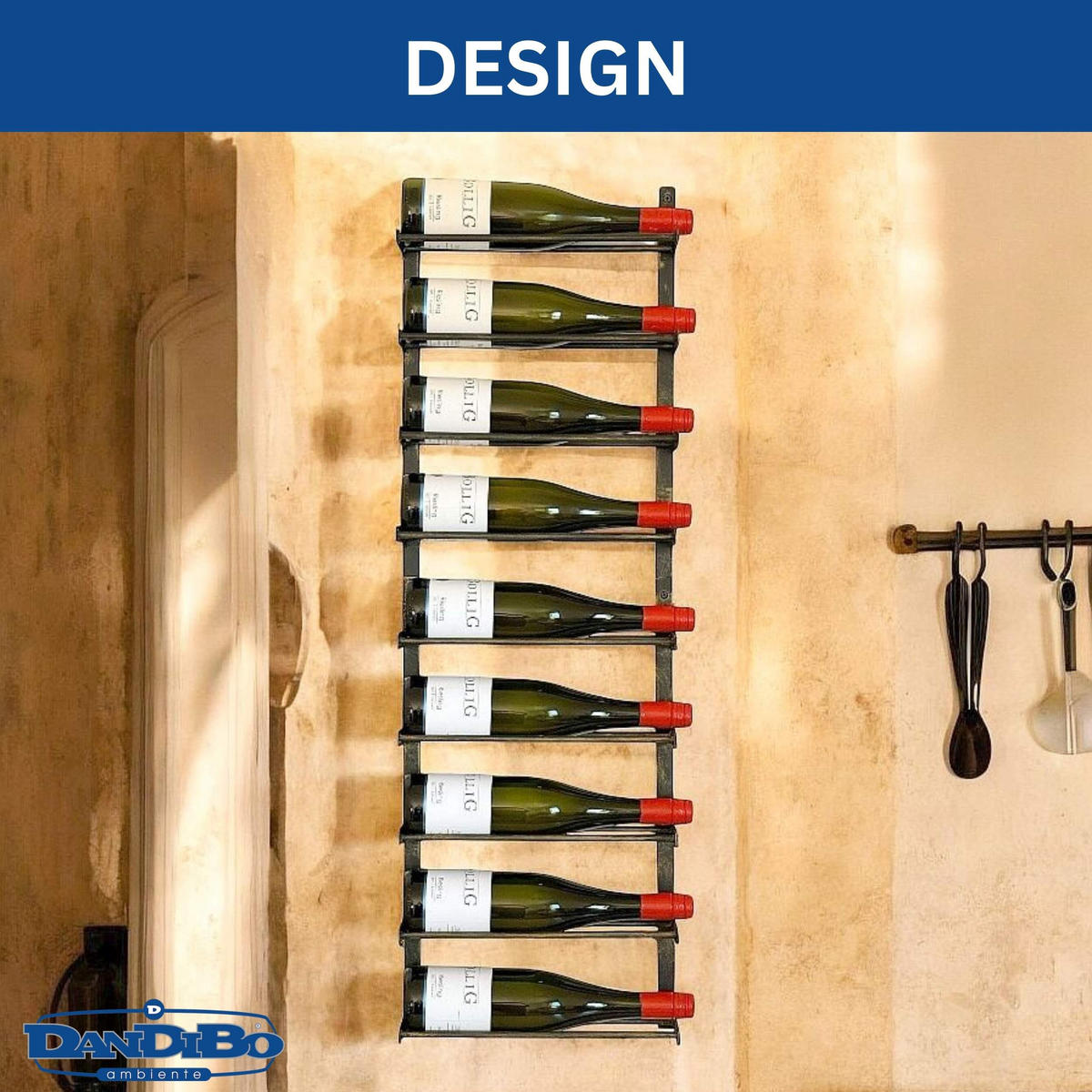 WEINREGAL Metall Wand Schwarz Modern - Schwarz, Metall (31.5/97/9cm) - DanDiBo