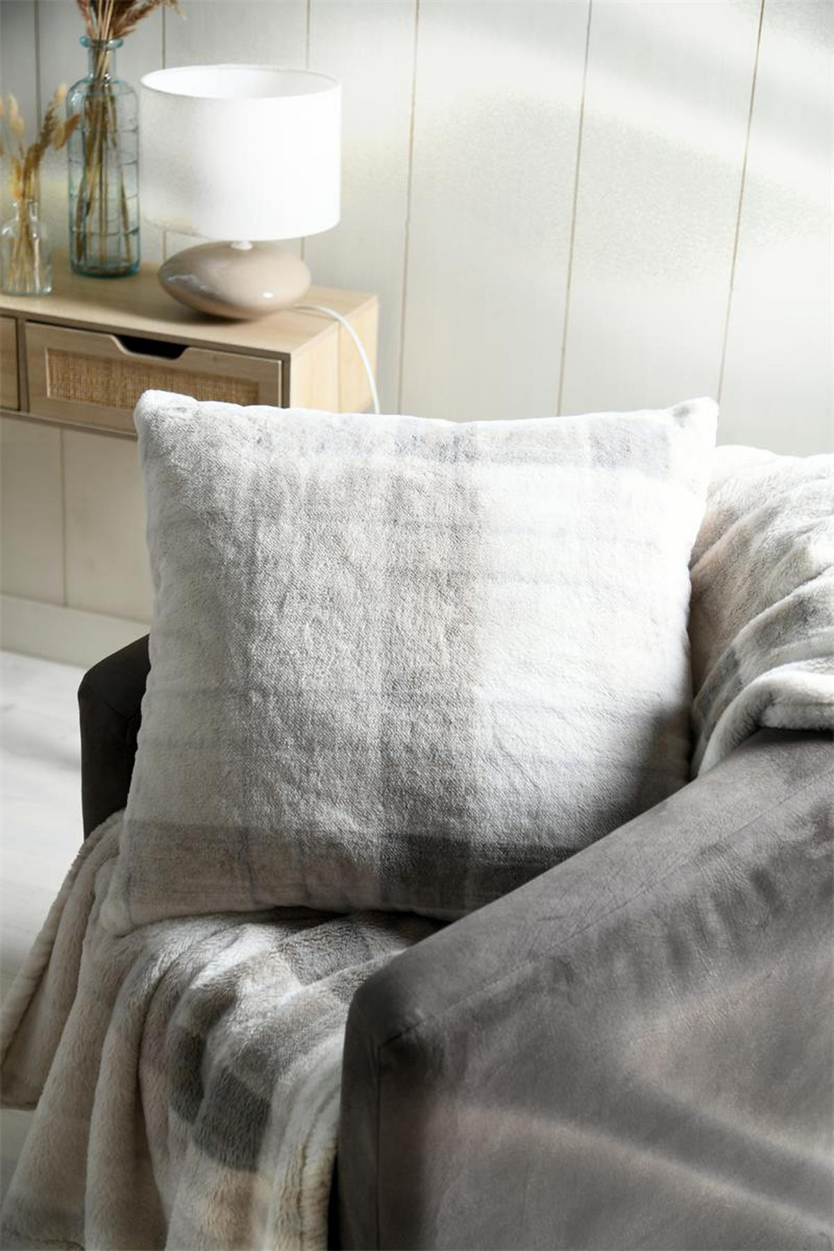 PLÜSCHKISSEN Scotland 60/60 cm - Grau, Textil (60cm)