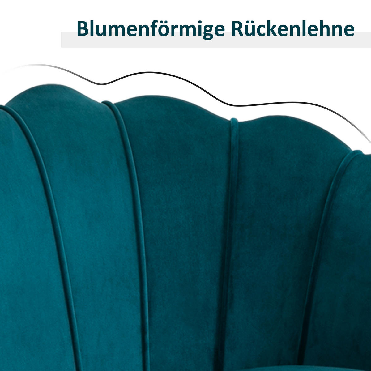SOFA 2 Sitzer Couch mit Armlehne Dick Gepolstert Polstersofa mit Samtoptik Grün - Dunkelgrün/Goldfarben, Textil/Metall (77/77/130cm) - HOMCOM