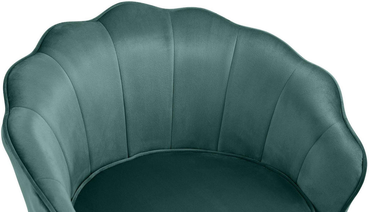 ARMLEHNENSTUHL Samt grün - Goldfarben/Grün, Textil/Metall (74/76/60cm) - CLP