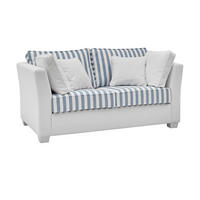 SOFA 2-Sitzer creme blau gestreift, Landhaus 160 cm, Couch inklusive 4 Kissen - Blau/Creme, Holz/Textil (160/88/96cm) - Furn.Design