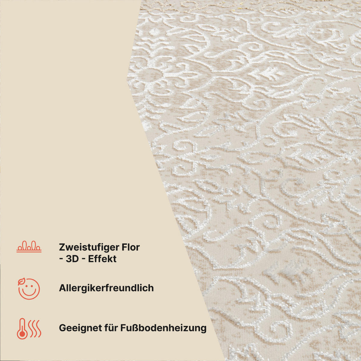 TEPPICH ARES Creme 180/250 cm - Creme, Textil (180/250cm) - Tapiso