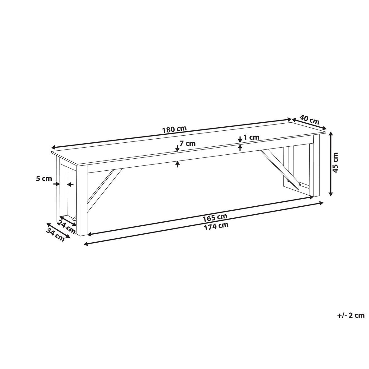 GARTENBANK Hellbraun Notteri - Hellbraun/Grau, Stein (180/45/40cm) - Beliani