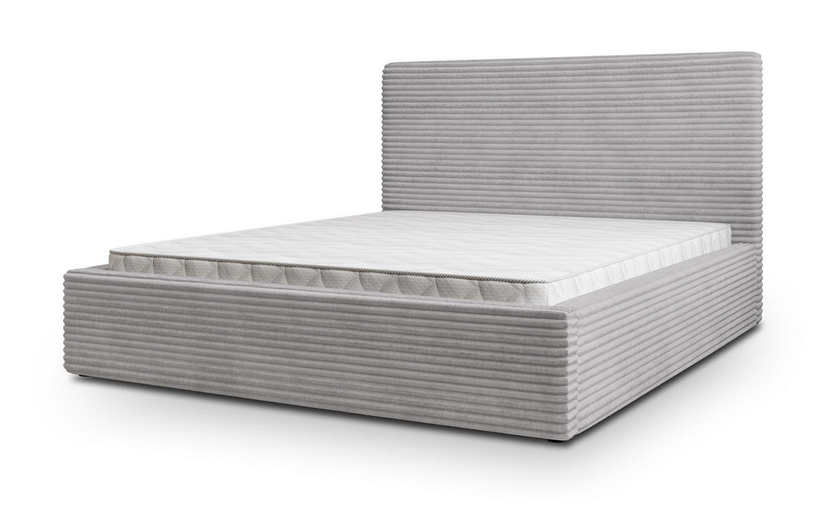 POLSTERBETT MIRETTI 160x200 cm mit Bettkästen - Hellgrau - Hellgrau, Holz (160/200cm) - MASSENO