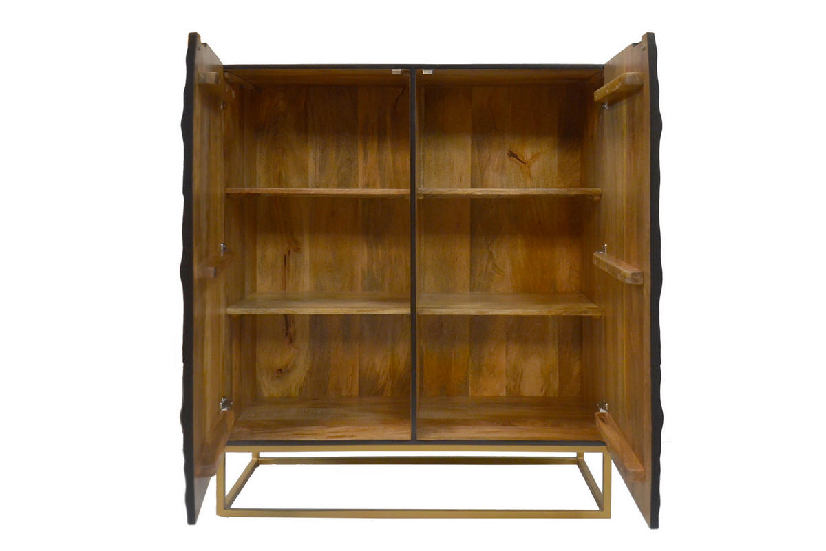 HIGHBOARD SCORPION Mango Schwarz 120 cm - Goldfarben/Schwarz, Holz/Metall (100/120/38cm) - riess-ambiente