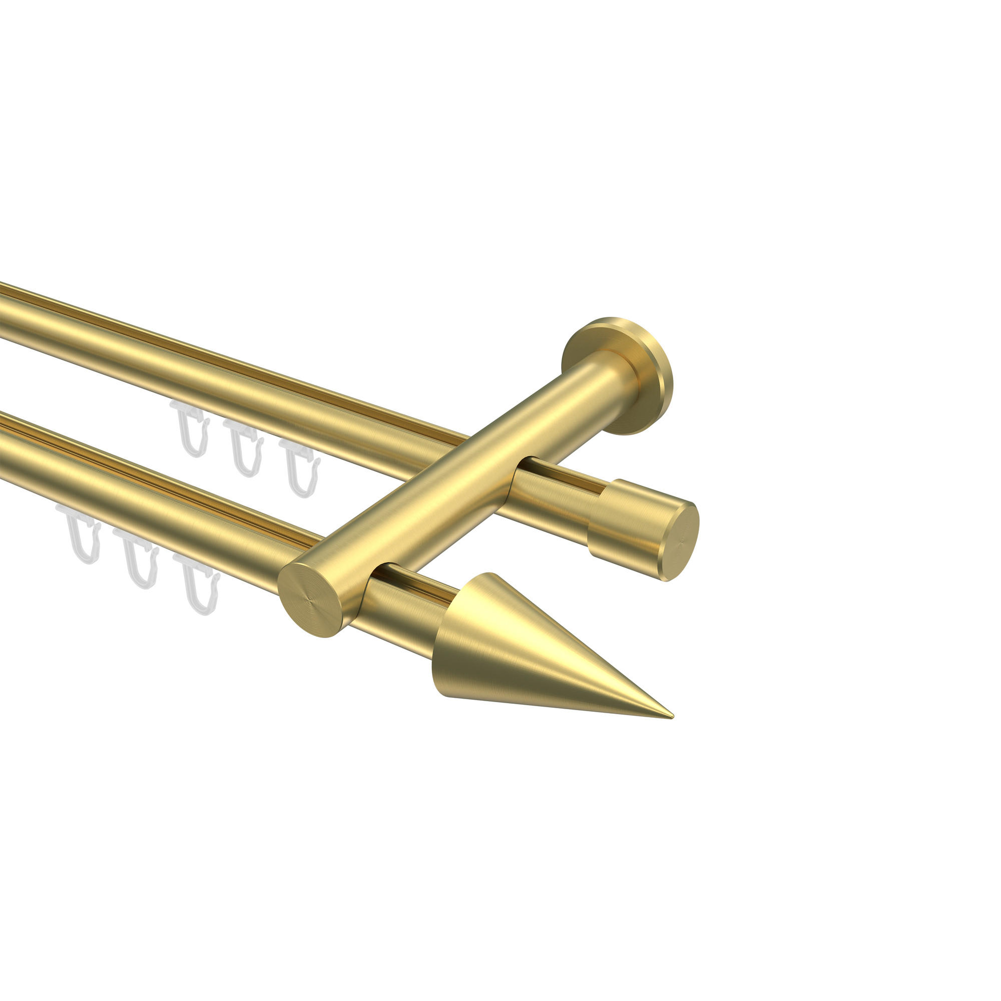 GARDINENSTANGE INNENLAUF Platon Savio 280 cm (geteilt in 2 x 140 cm), 2-läufig, 20 mm Ø Messing-Optik - Messingfarben, Metall (280cm) - INTERDECO