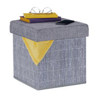 SITZHOCKER - Grau, Holz/Holzwerkstoff (35/36/35cm) - Relaxdays